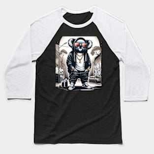 Urban Jungle Swagger: Hip-Hop Koala in Streetwear with Graffiti Background Baseball T-Shirt